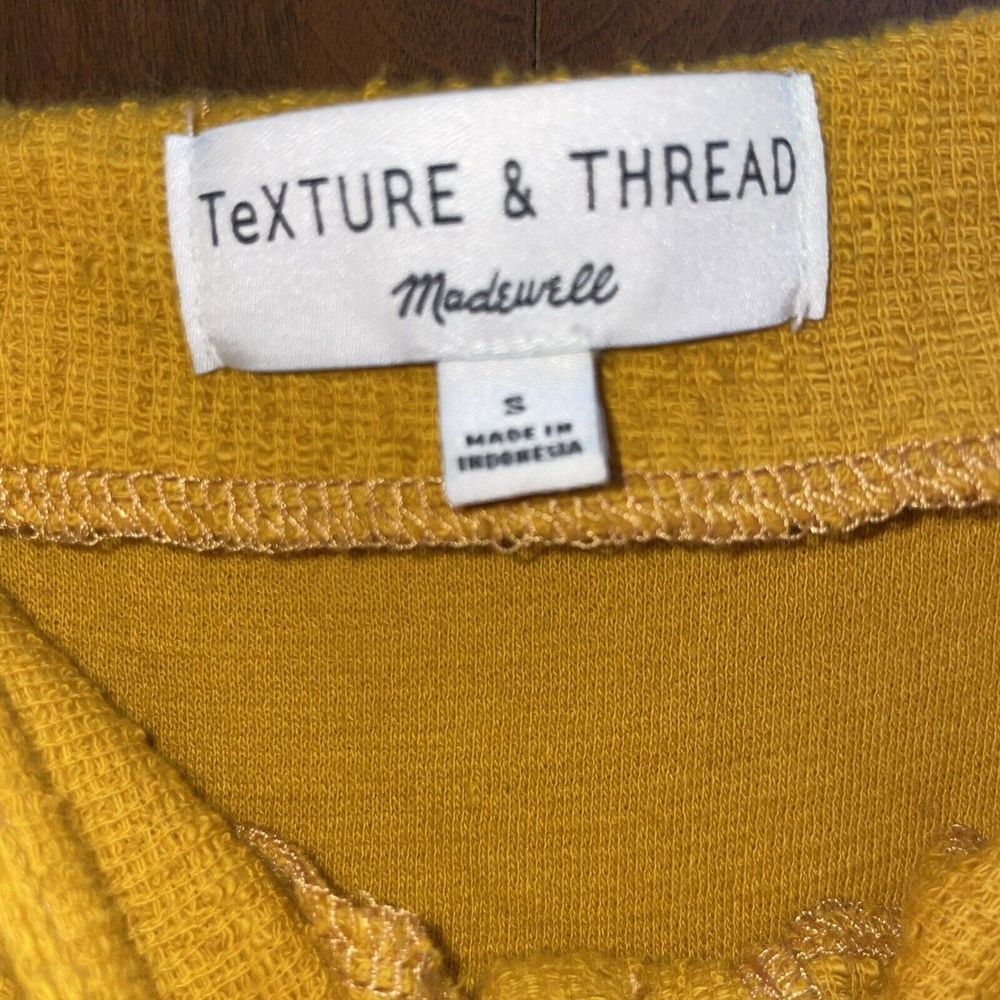 Madewell Texture & Thread S Yellow Textured Cap Sleeve Dress - Picture 6 of 6